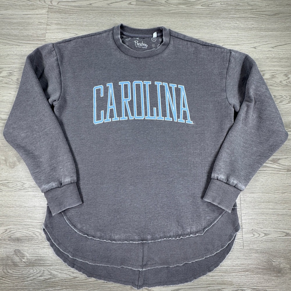 Pressbox Women's Sweatshirt Carolina Tar Heels Gray Medium Acid Wash High Low